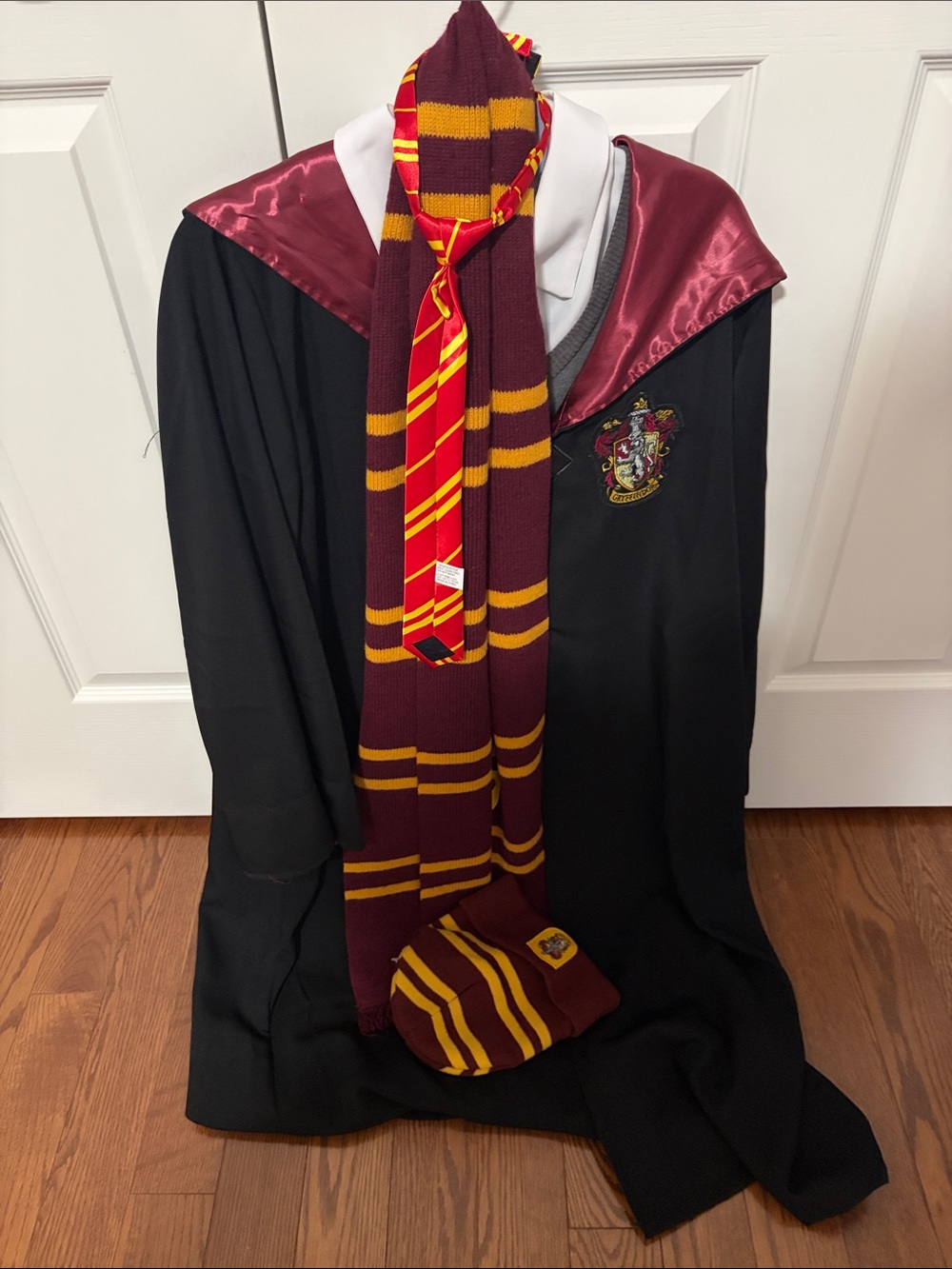 Kids Gryffindor-Inspired Black and Burgundy Costume Robe with Scarf and Tie